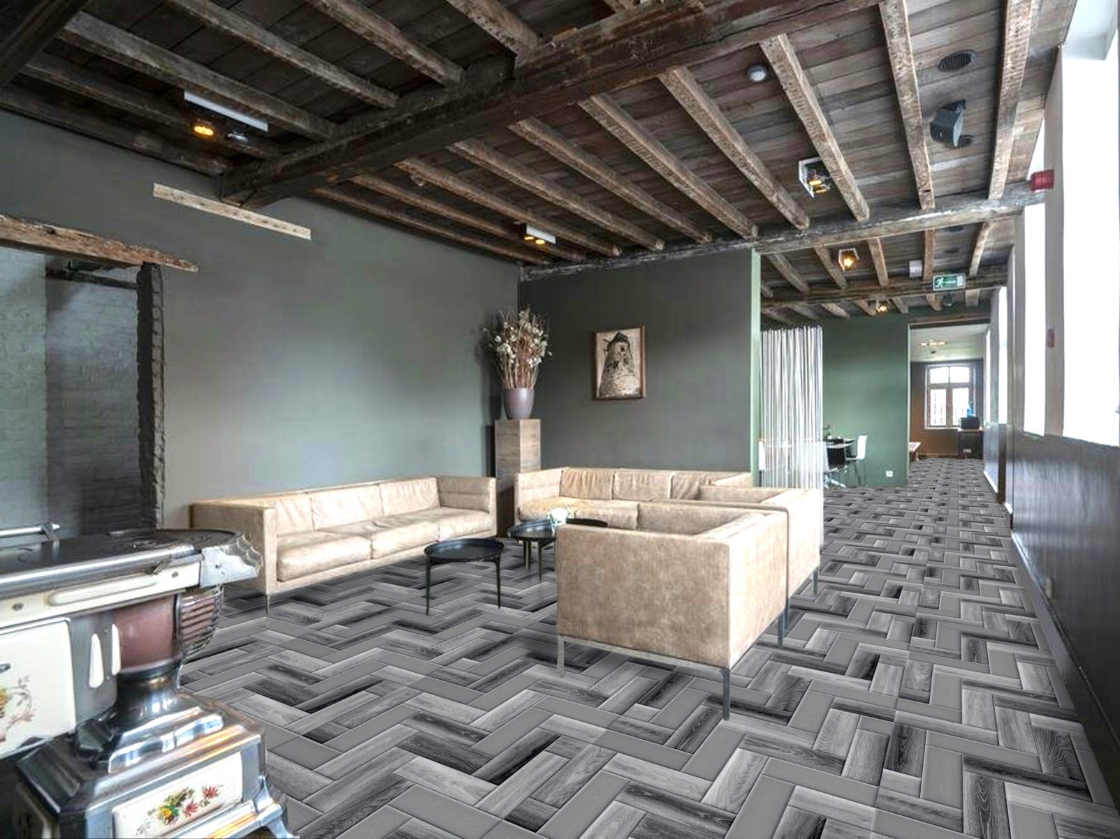 PVC Bodenbelag Vinylboden in dunklem Parkett - Edle Holzstruktur mit Steinoptik
