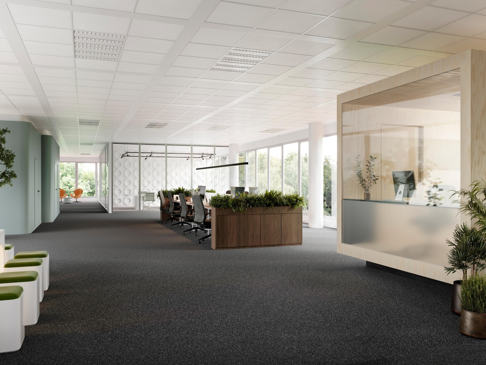 Xenia Büro-Teppichboden | Hochbelastbarer Nadelfilz für viel frequentierte Arbeitsbereiche
