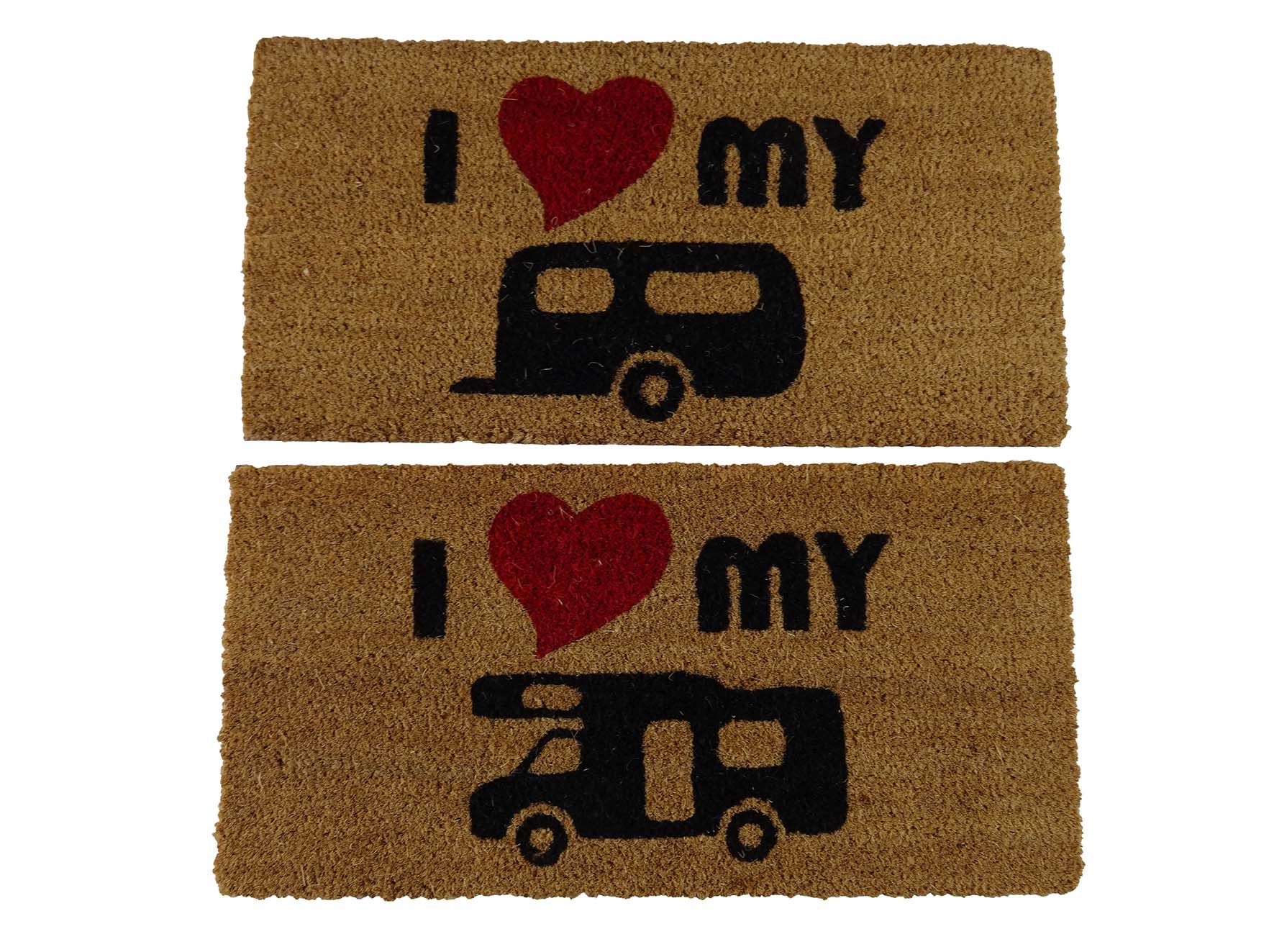 rechteckige Kokosmatten mit Wohnmobil und -wagen Schriftzug