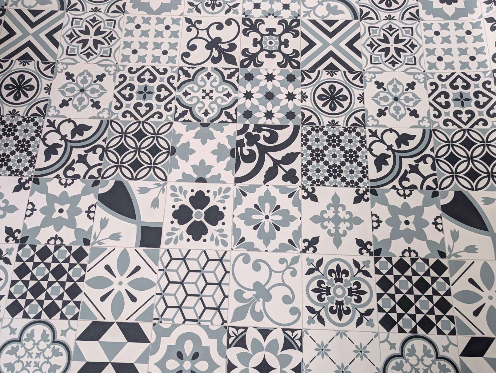 PVC Bodenbelag Vinylboden in Retro Patchwork Fliesen Muster