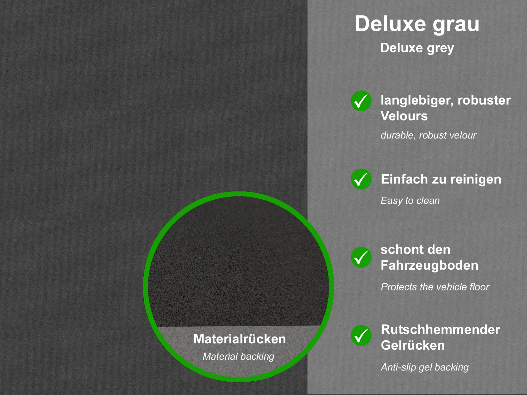 Lagerrest: 2 Trittstufenmatten passend für VW T4 70, 7D, Deluxe grau, Umrandung schwarz