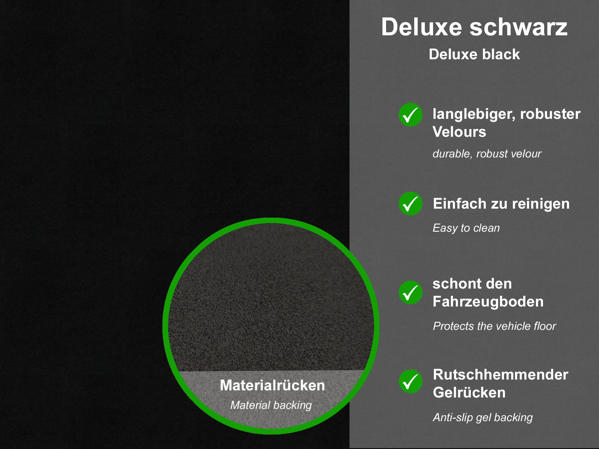 Lagerrest: 2 Trittstufenmatten passend für VW Crafter 2E, 2F, Deluxe schwarz, Umrandung dunkelgrün