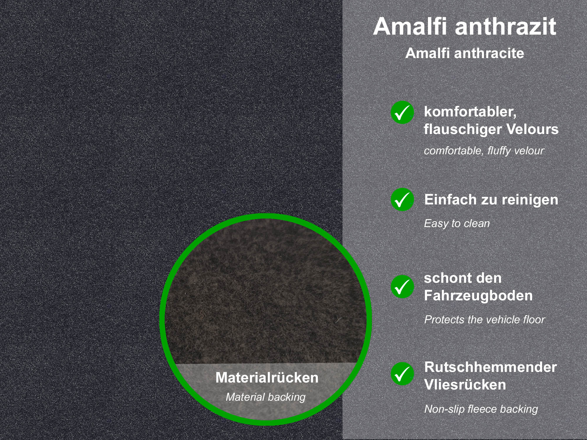 Lagerrest: 2 Trittstufenmatten passend für Fiat Ducato 250, Amalfi anthrazit, Umrandung bordeaux