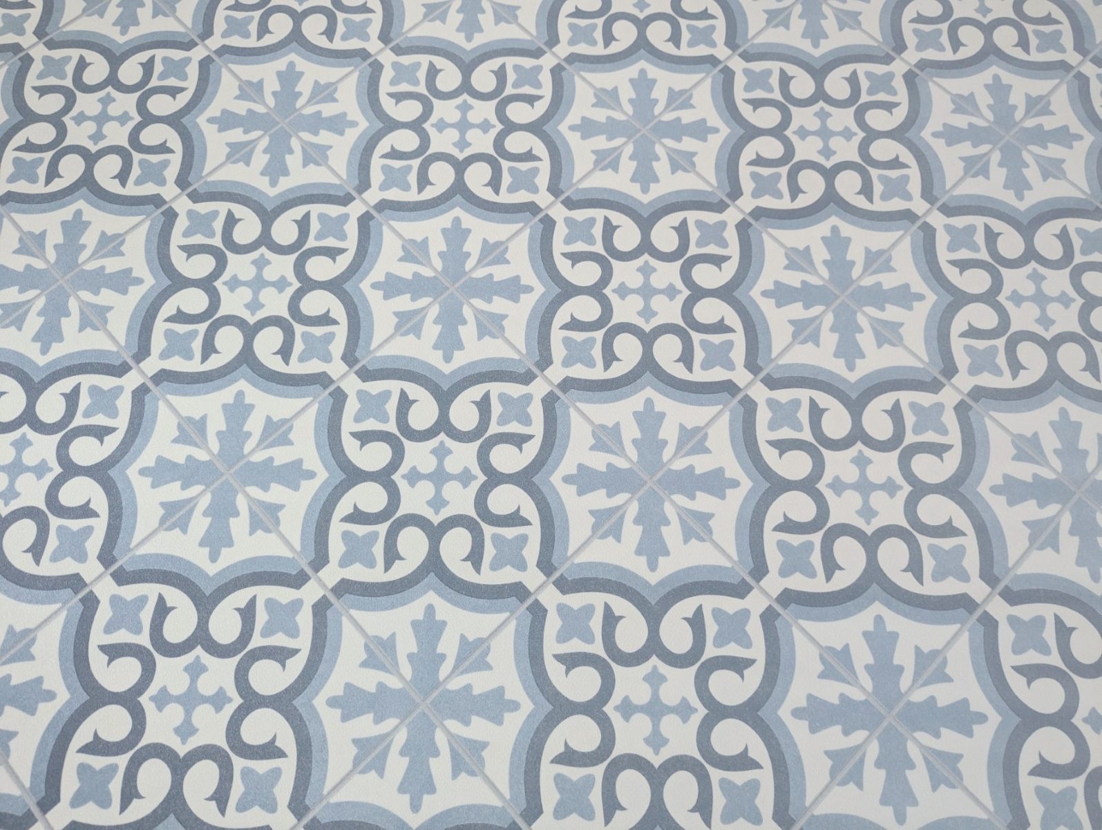 Revêtement de sol en PVC, sol en vinyle au motif de carreaux vintage – Motif ornemental classique