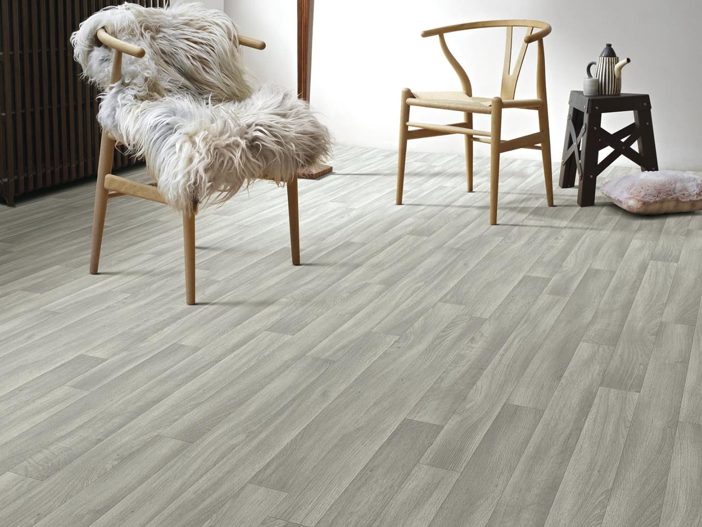 PVC flooring in grey wood tone design PVC in grauem Holzton-Design 5