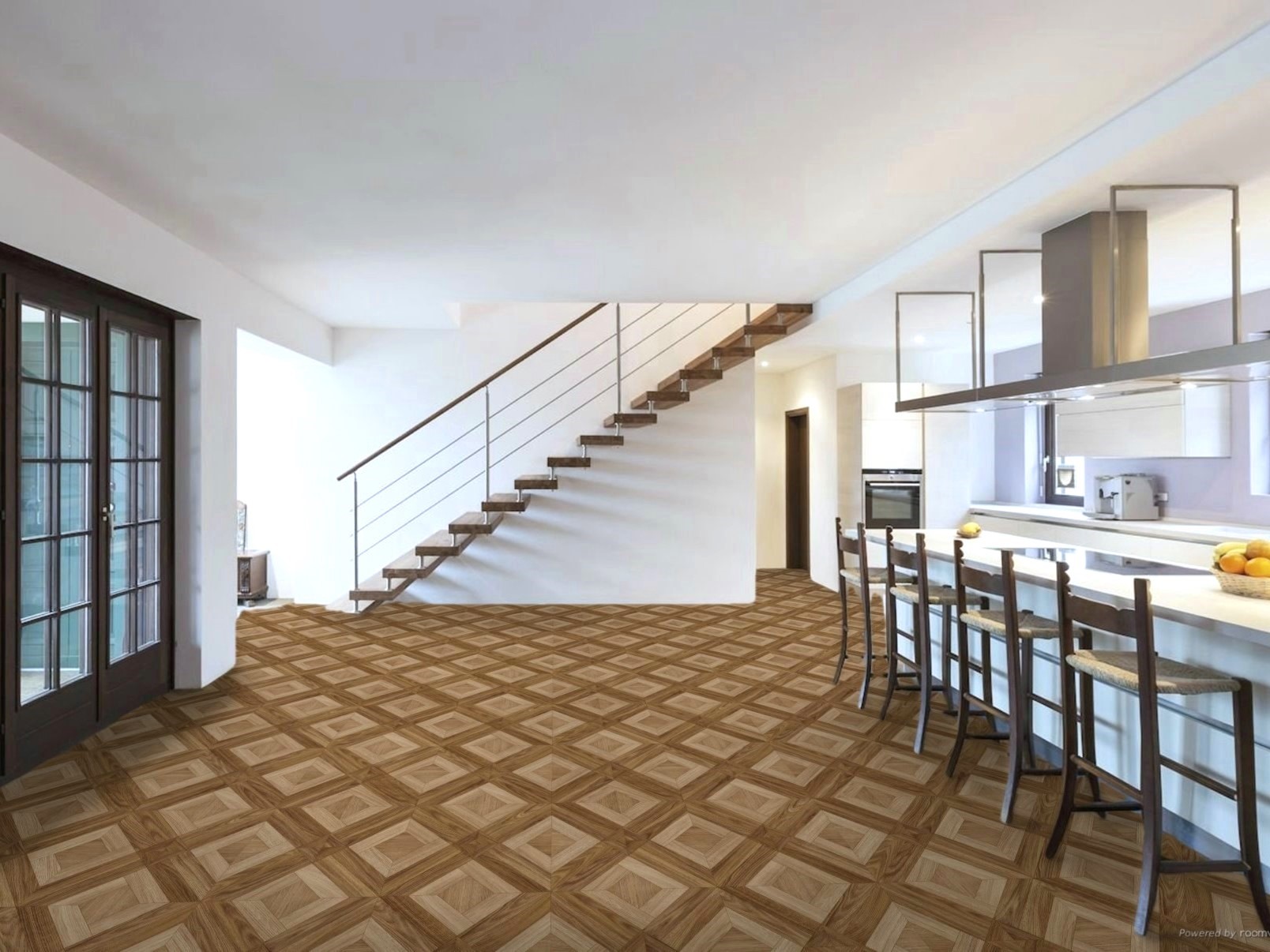 PVC-vloer Vinylvloeren in parketlook, grove nerf, textielrug