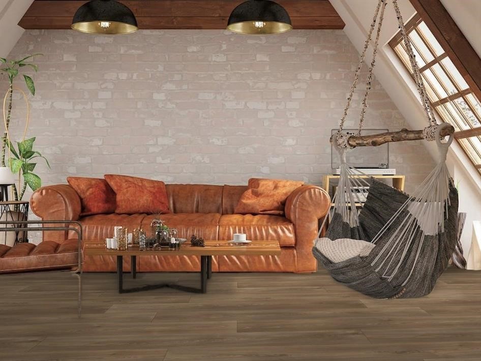 PVC-vloerbekleding in effen houtmotief, bruin PVC in schlichter, brauner Holz-Optik