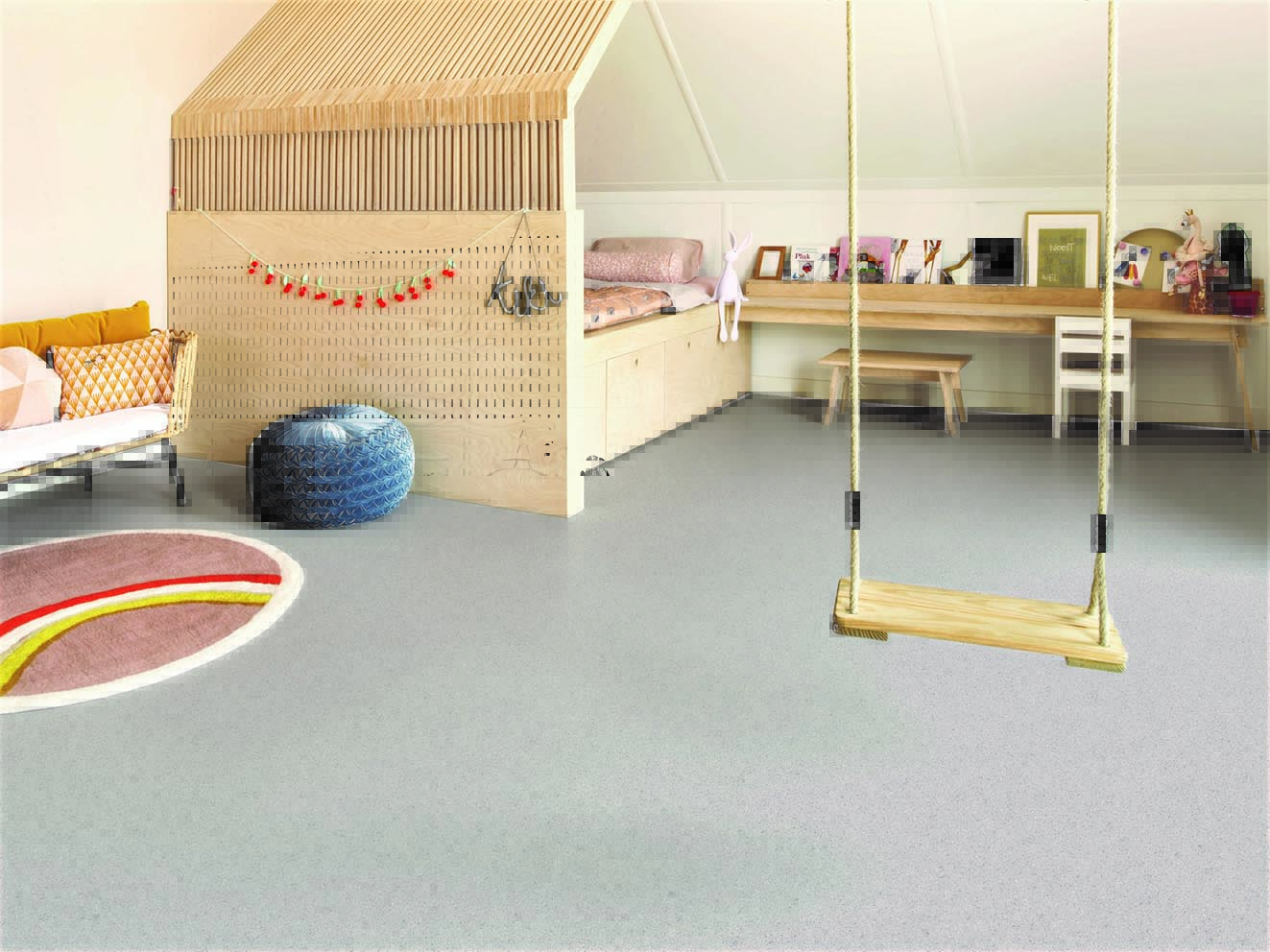 PVC-vloerbekleding in zandmotief, lichtgrijs PVC in hellgrauer Sand-Optik 5