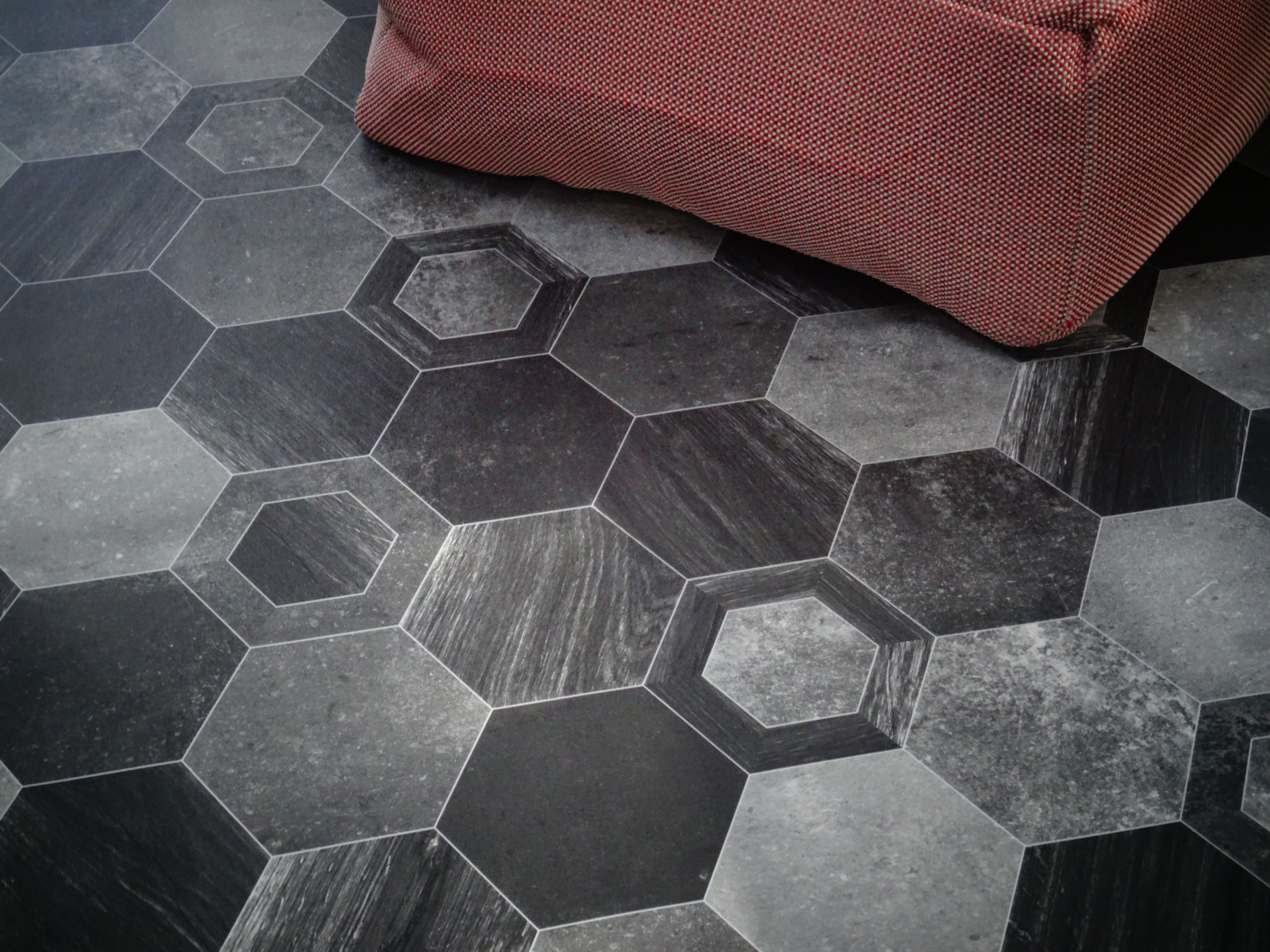 PVC flooring in vintage honeycomb design