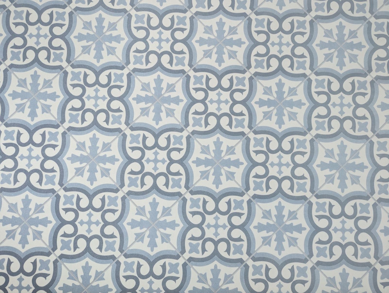 Revêtement de sol en PVC, sol en vinyle au motif de carreaux vintage – Motif ornemental classique