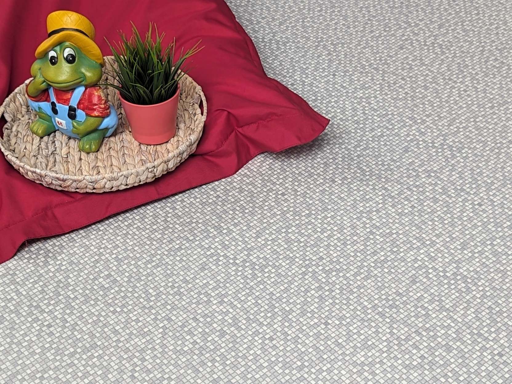 PVC Bodenbelag Vinylboden in silber grauen Kästchen