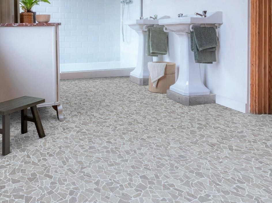 PVC-vloerbekleding in levendige natuursteen, licht PVC in lebhafter, heller Naturstein-Optik 5